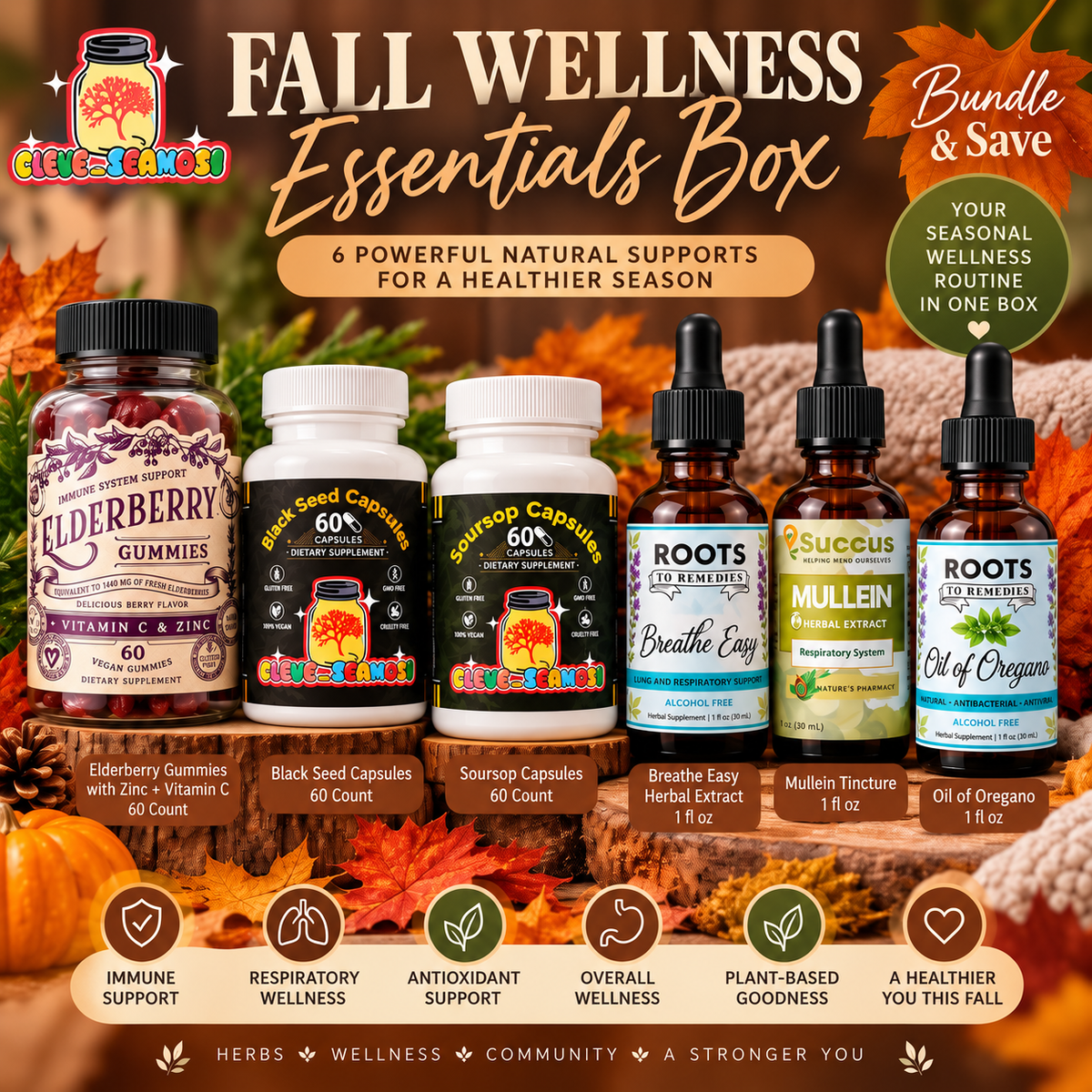Fall Wellness Essentials Box | 6-Piece Seasonal Wellness Bundle ($124.97 Value)