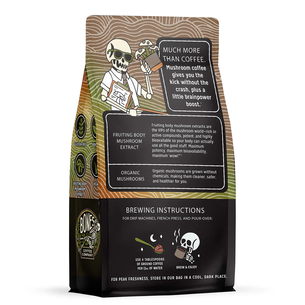 Better Brain Mushroom Coffee | Focus & Energy Dark Roast
