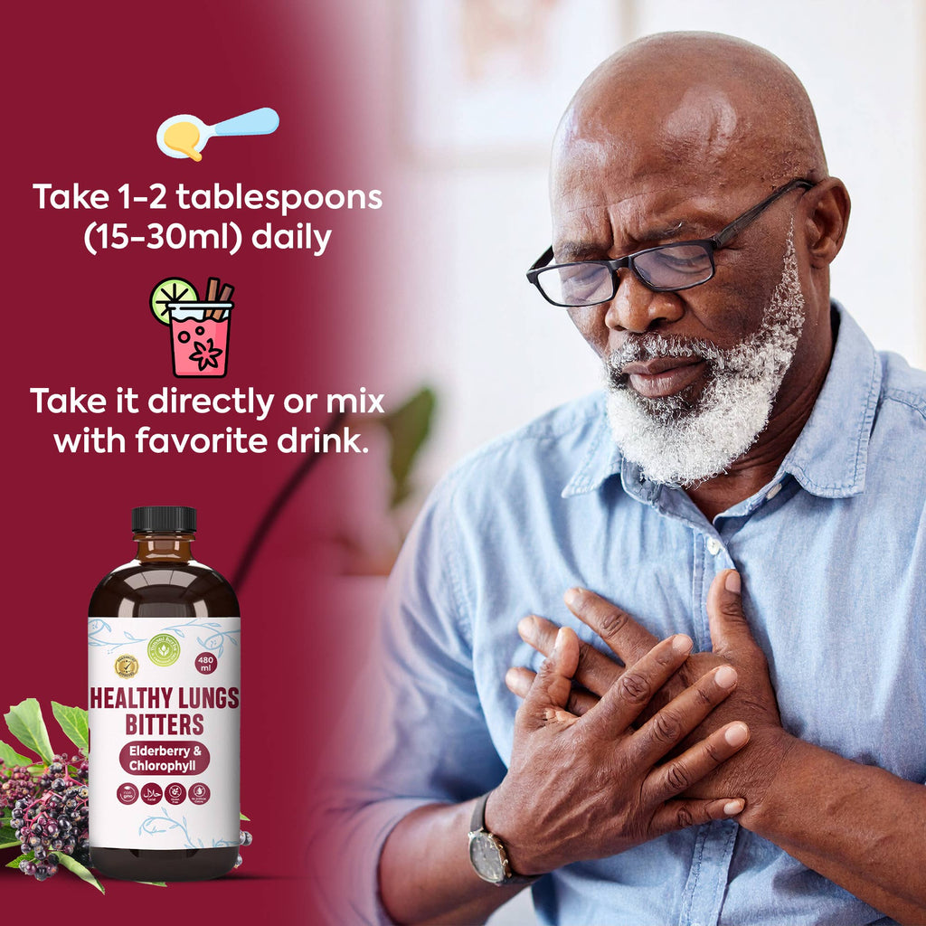 Herbal Lung Detox & Respiratory Support Bitters with Elderberry and Chlorophyl