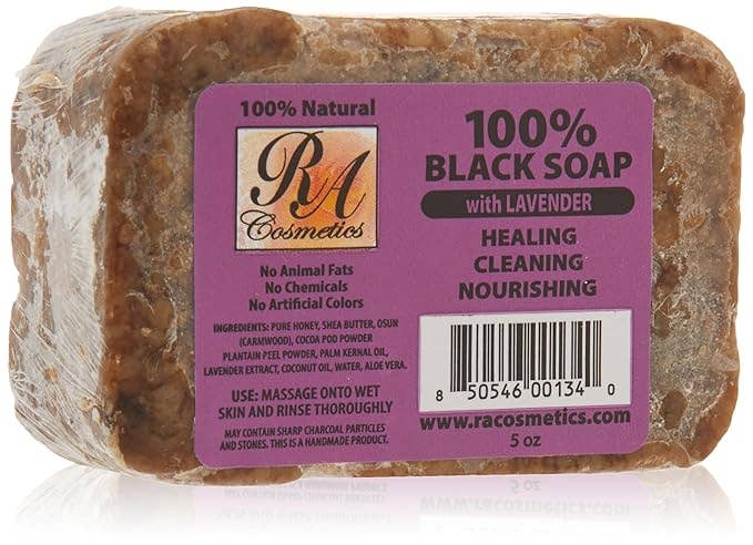 African Black Soap Bar with Lavender – Gentle Cleansing & Nourishing (5 oz)