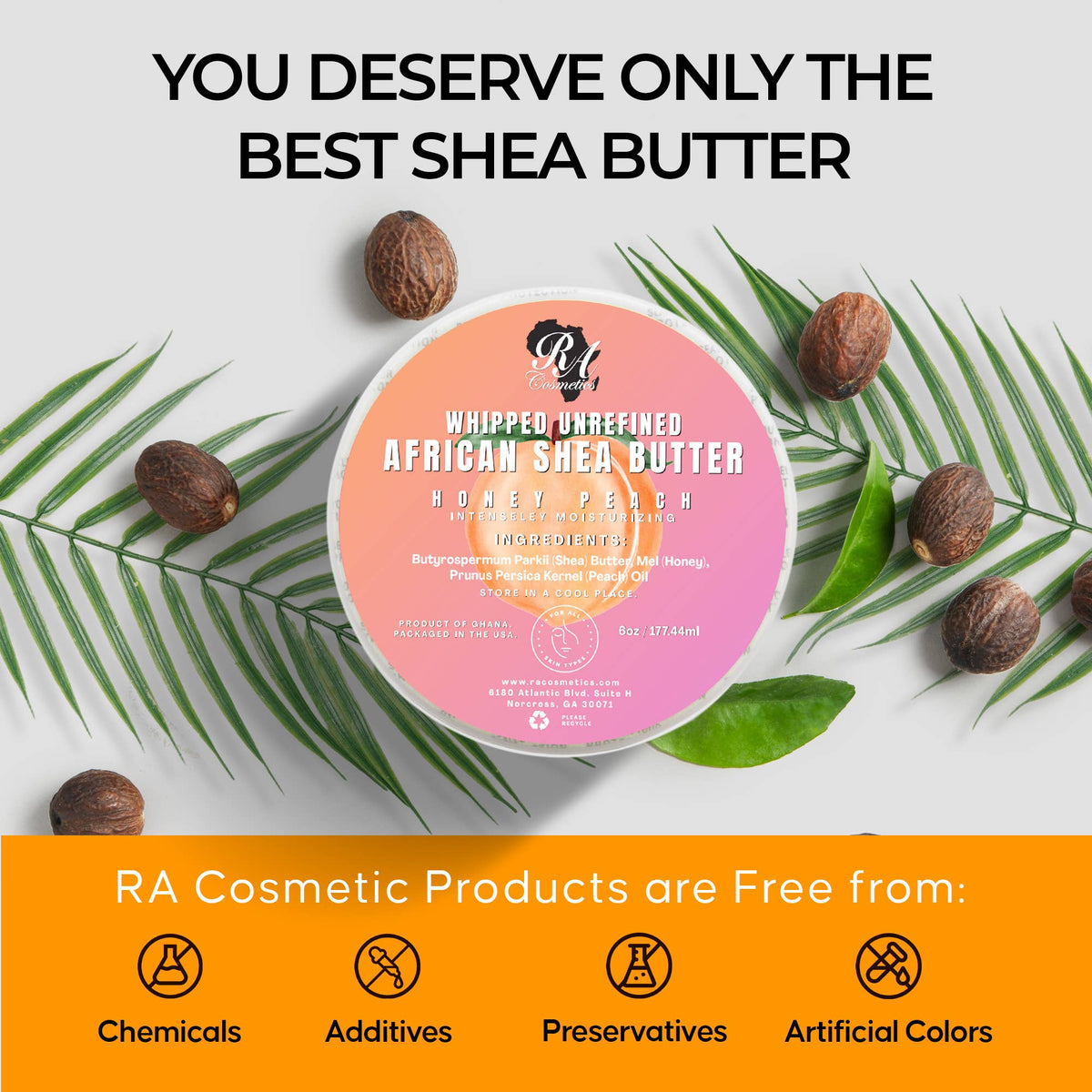 Whipped African Ivory Shea Butter – Honey Peach (12 oz)