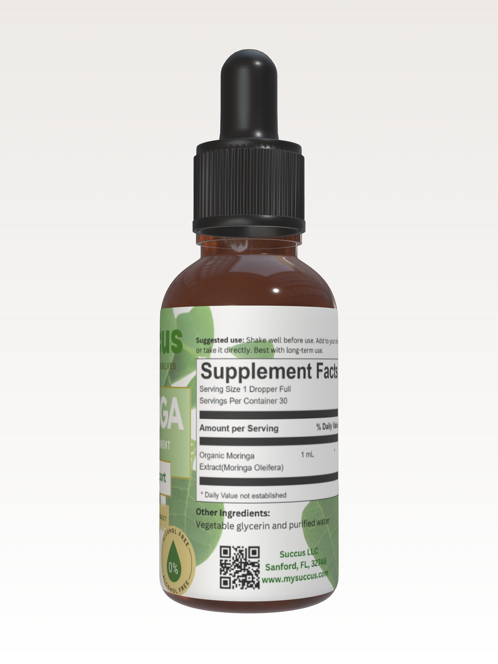 Moringa Tincture - Supports Energy & Vitality Naturally: Alcohol Free / 1 fl oz