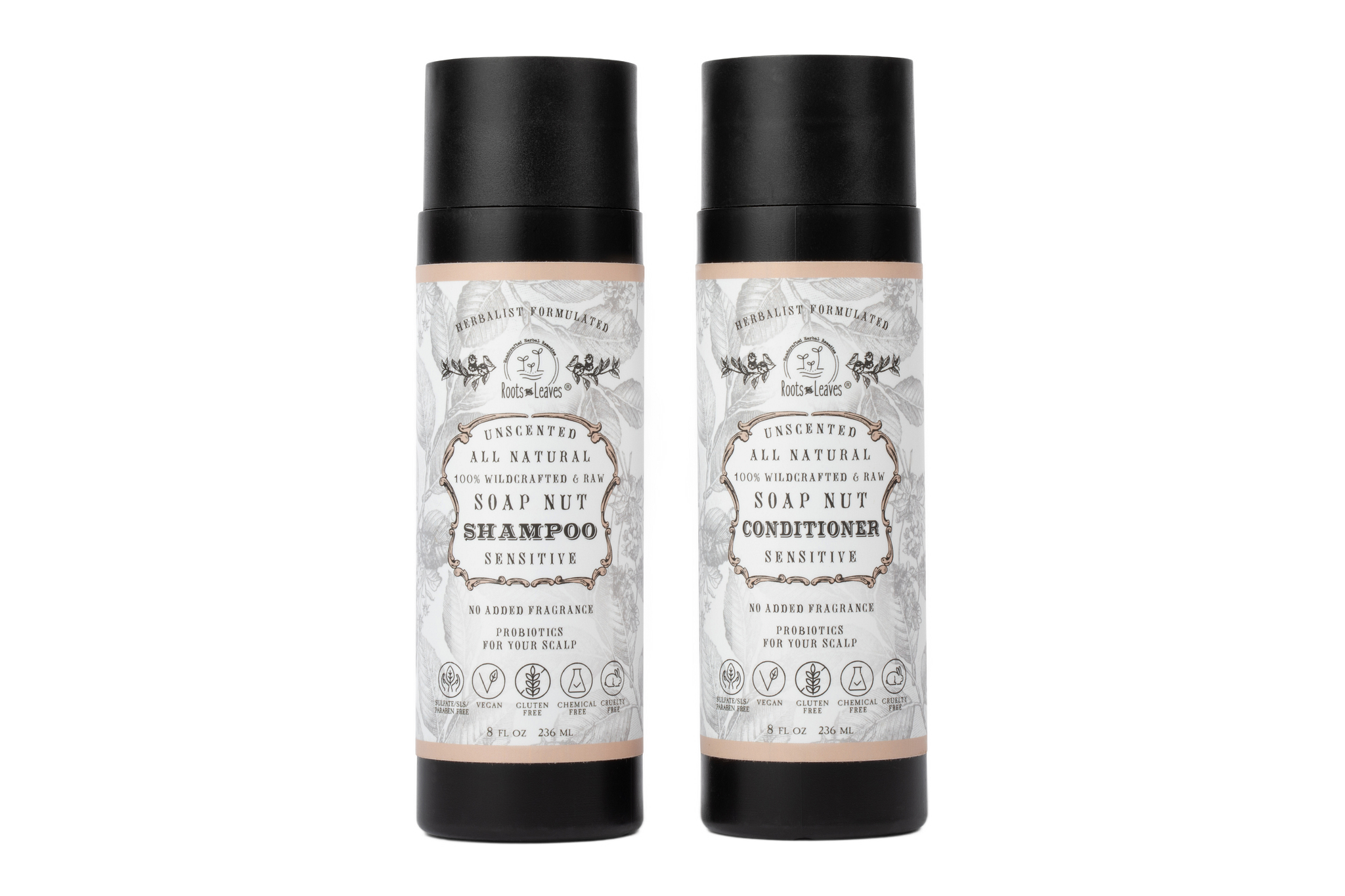 All Natural Soapnut Shampoo and Conditioner Set: Rose