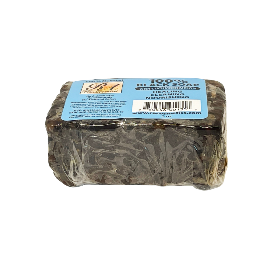 African Black Soap Bar, Cucumber Melon - 5oz