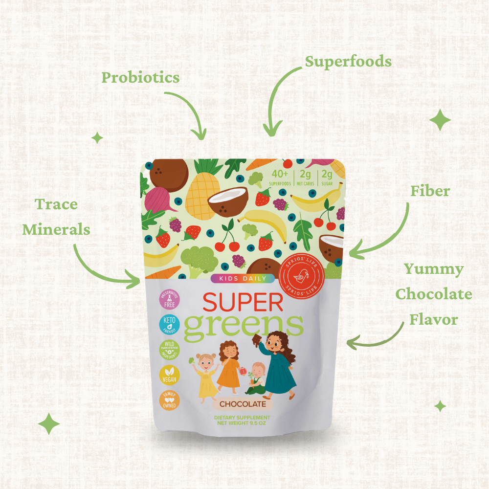 Kids Daily Super Greens Chocolate | 40+ Superfoods & Probiotics | 9.5 oz