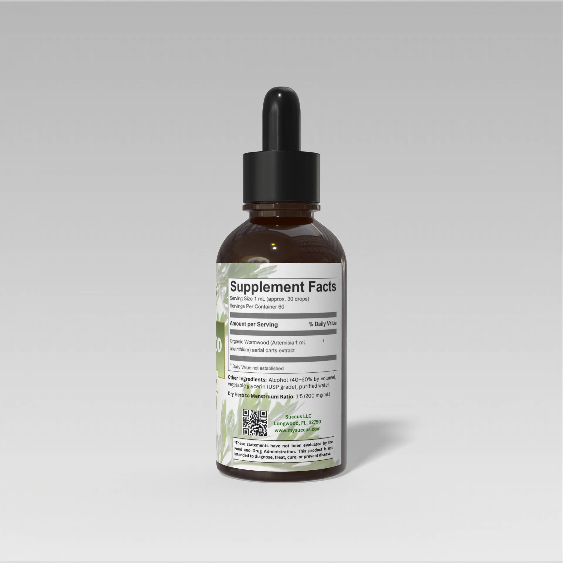 Wormwood Tincture (Alcohol-Free) | Digestive & Herbal Cleanse Support (1oz)