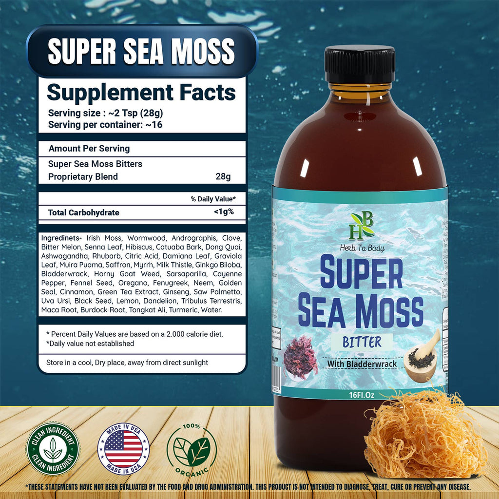 Super Sea Moss Bitter | 40+ Herbal Wellness Tonic with Irish Moss & Bladderwrack
