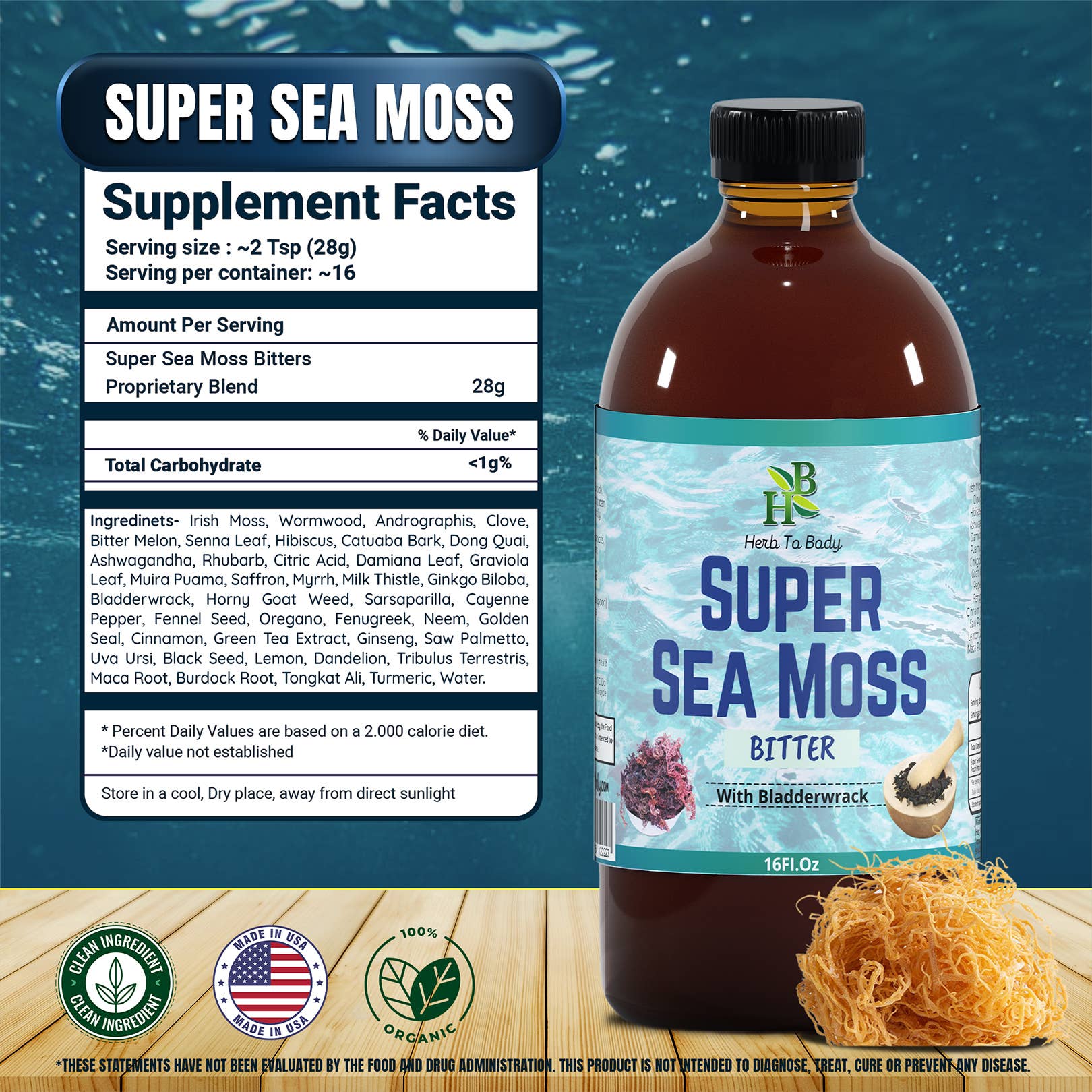 Super Sea Moss Bitter | 40+ Herbal Wellness Tonic with Irish Moss & Bladderwrack