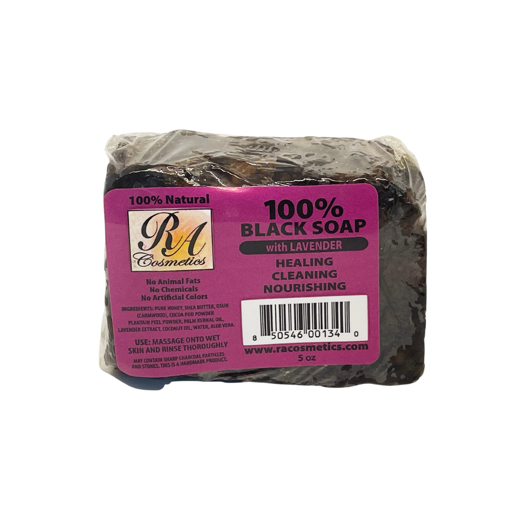 African Black Soap Bar with Lavender – Gentle Cleansing & Nourishing (5 oz)