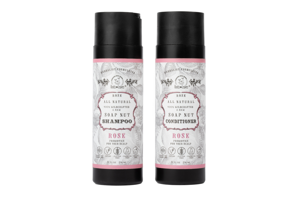 All Natural Soapnut Shampoo and Conditioner Set: Rose