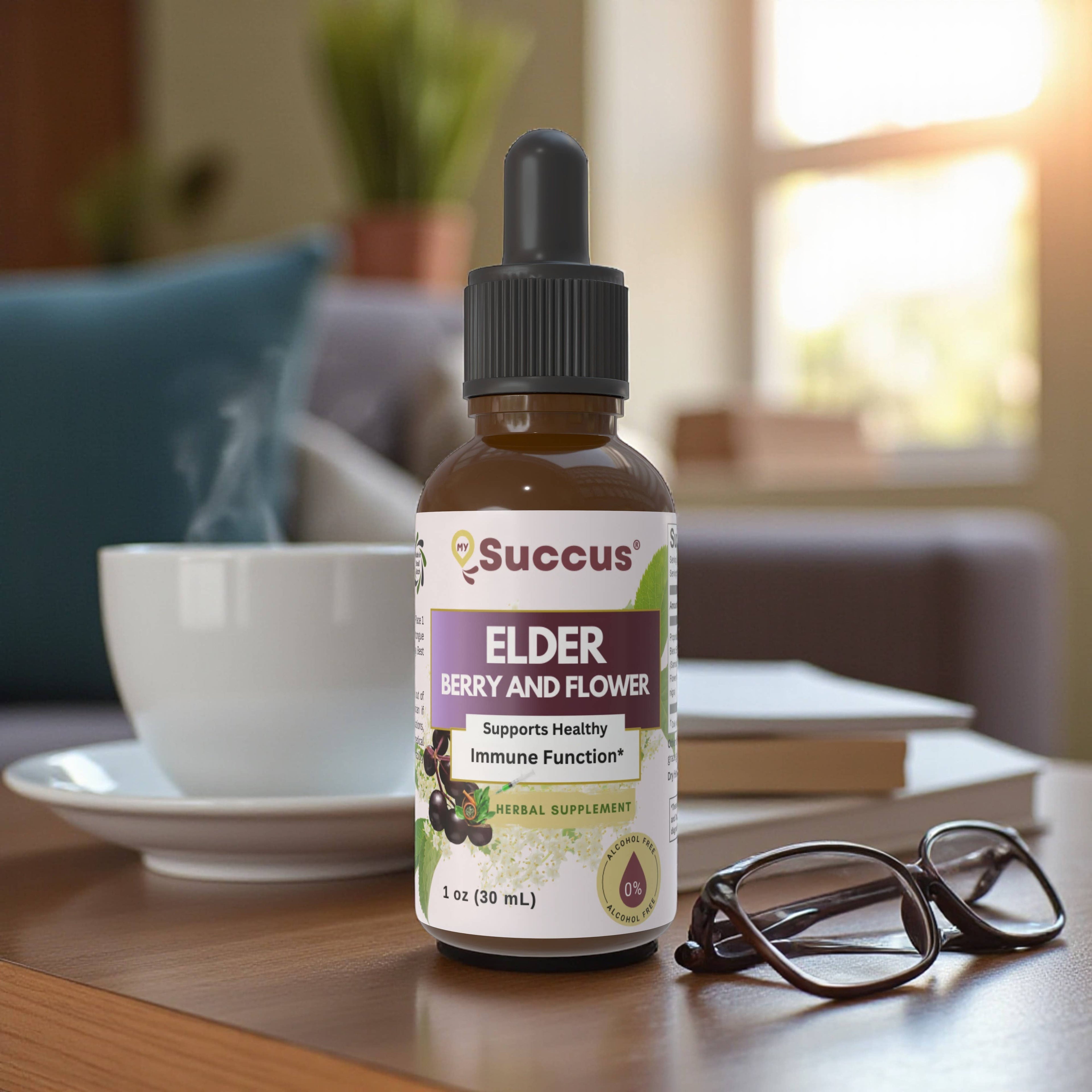 Elderberry & Elder Flower Extract Blend - Promotes Wellness: Alcohol-Free / 1 fl oz