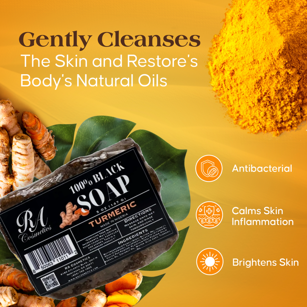 African Black Soap Bar, Turmeric Oil - 1lb