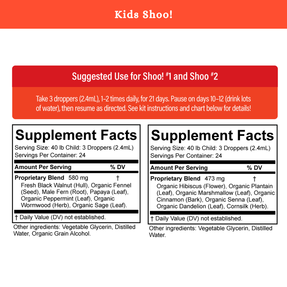 Kids Shoo!™ | 21-Day Herbal Wellness Kit | 2 oz Bottles