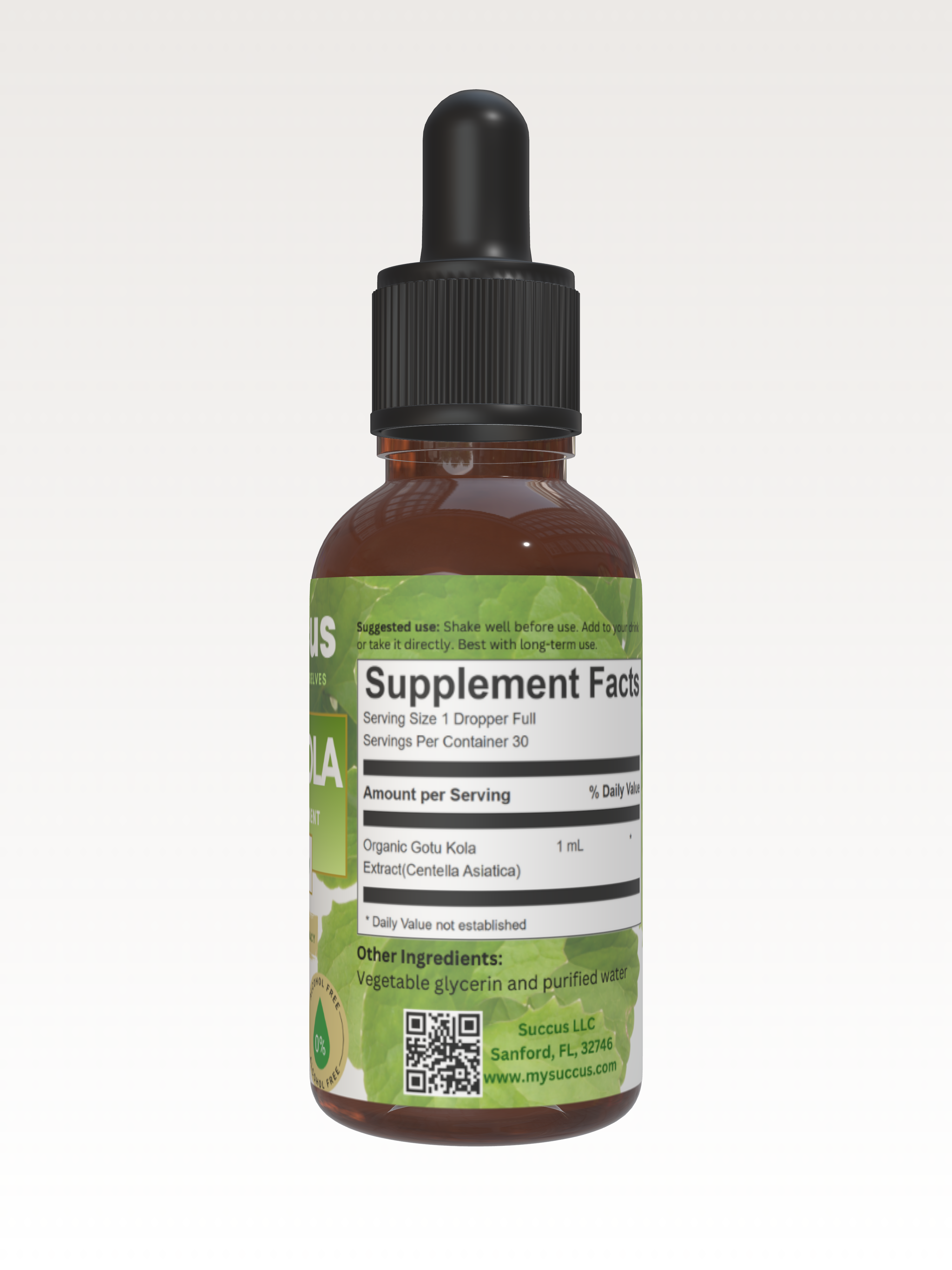 Gotu Kola Tincture - Supports Mental Clarity & Skin Health: Alcohol Free / 1 fl oz