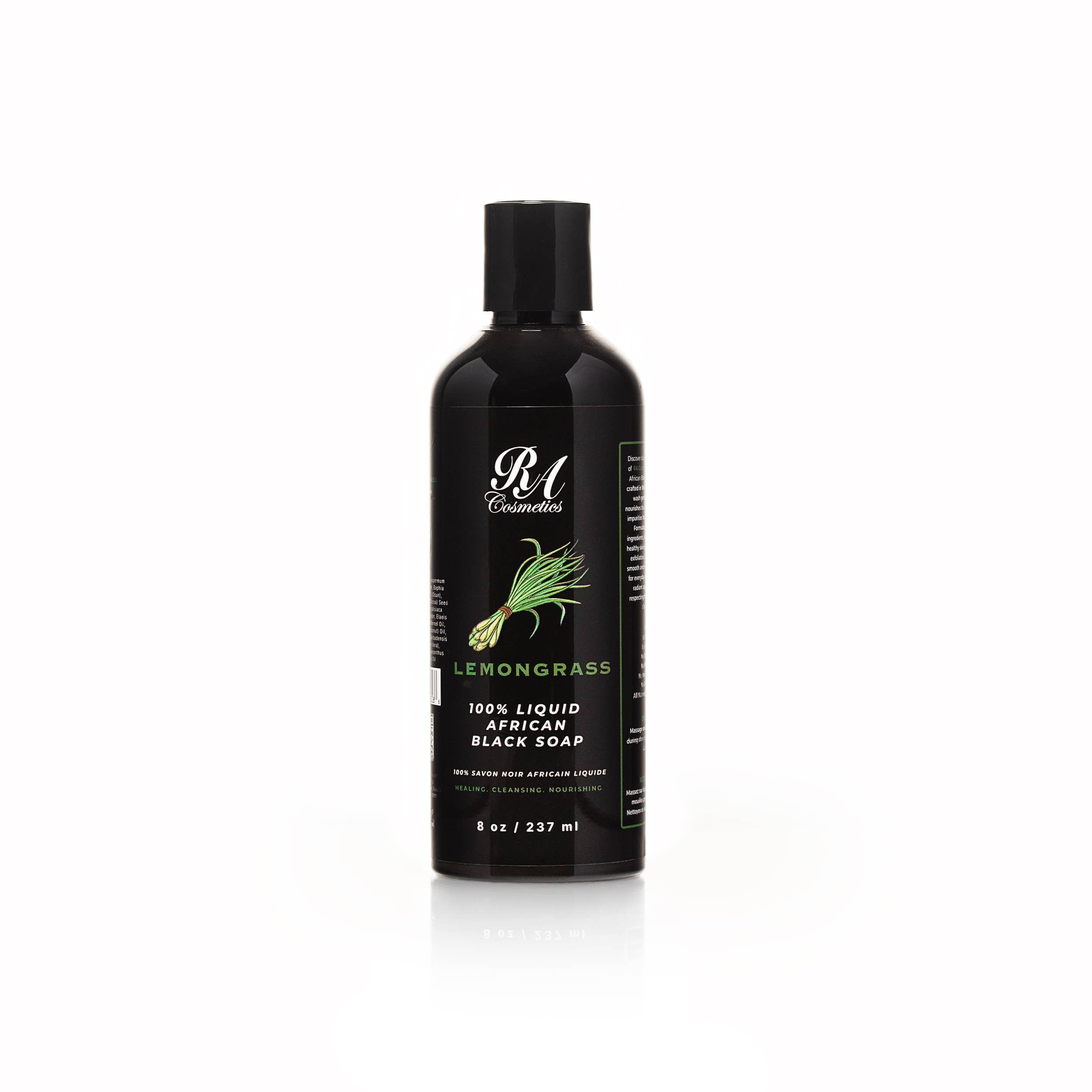 100% Liquid African Black Soap with Lemongrass | Authentic West African Cleanser – 8 oz