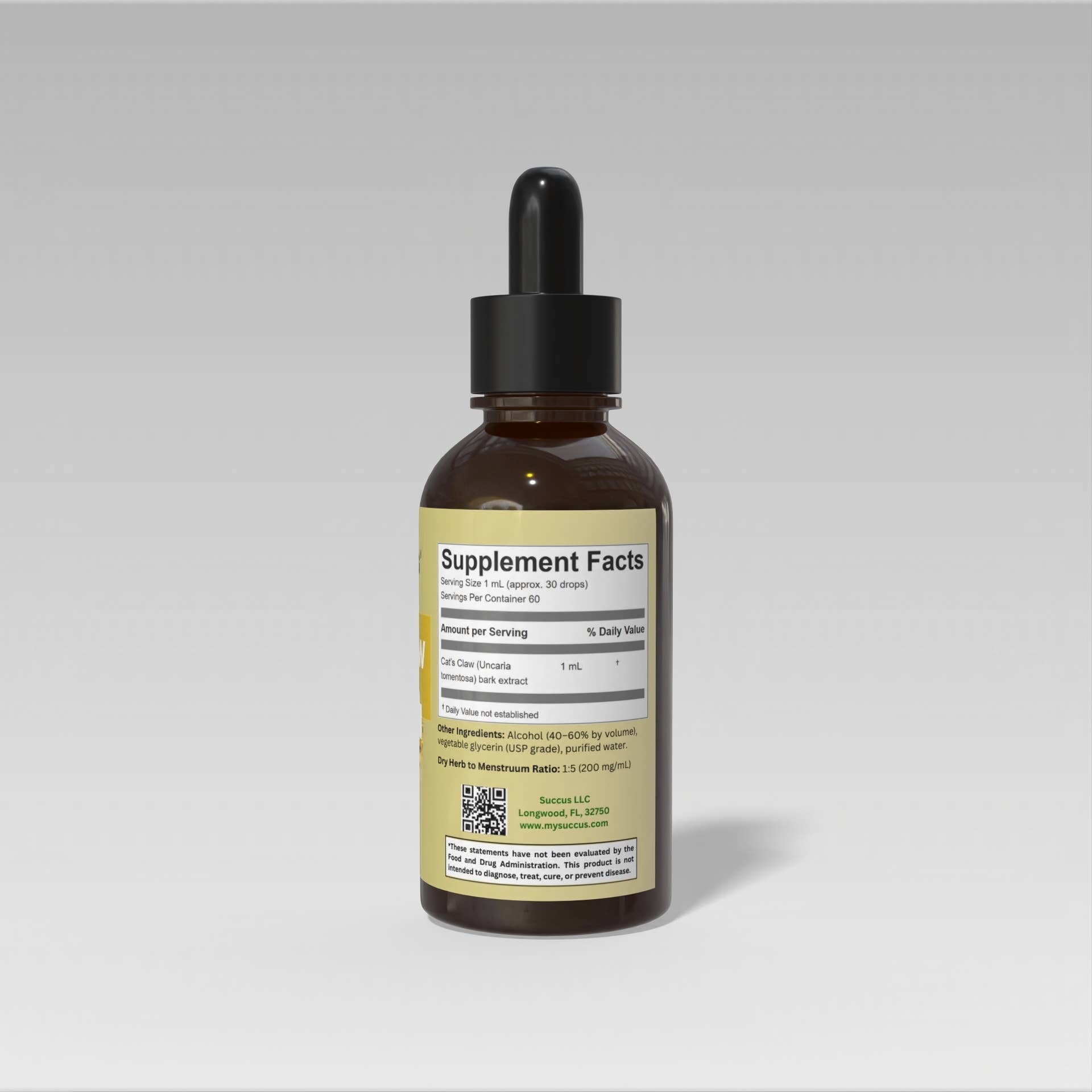 Cat's Claw Tincture - Premium Herbal Extract: Alcohol Free / 1 fl oz