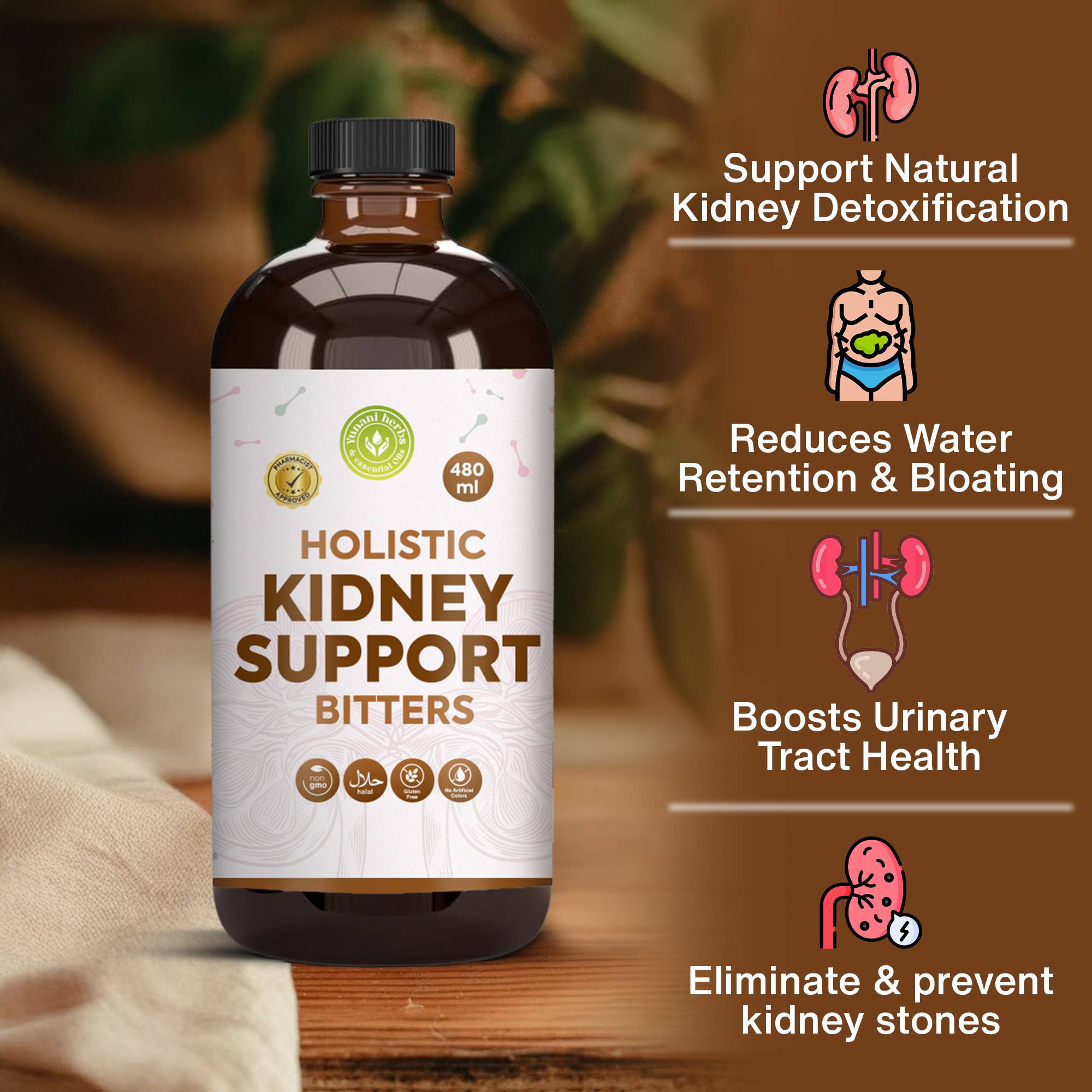 Kidney Support Herbal Bitters | Urinary, Fluid Balance & Detox Support