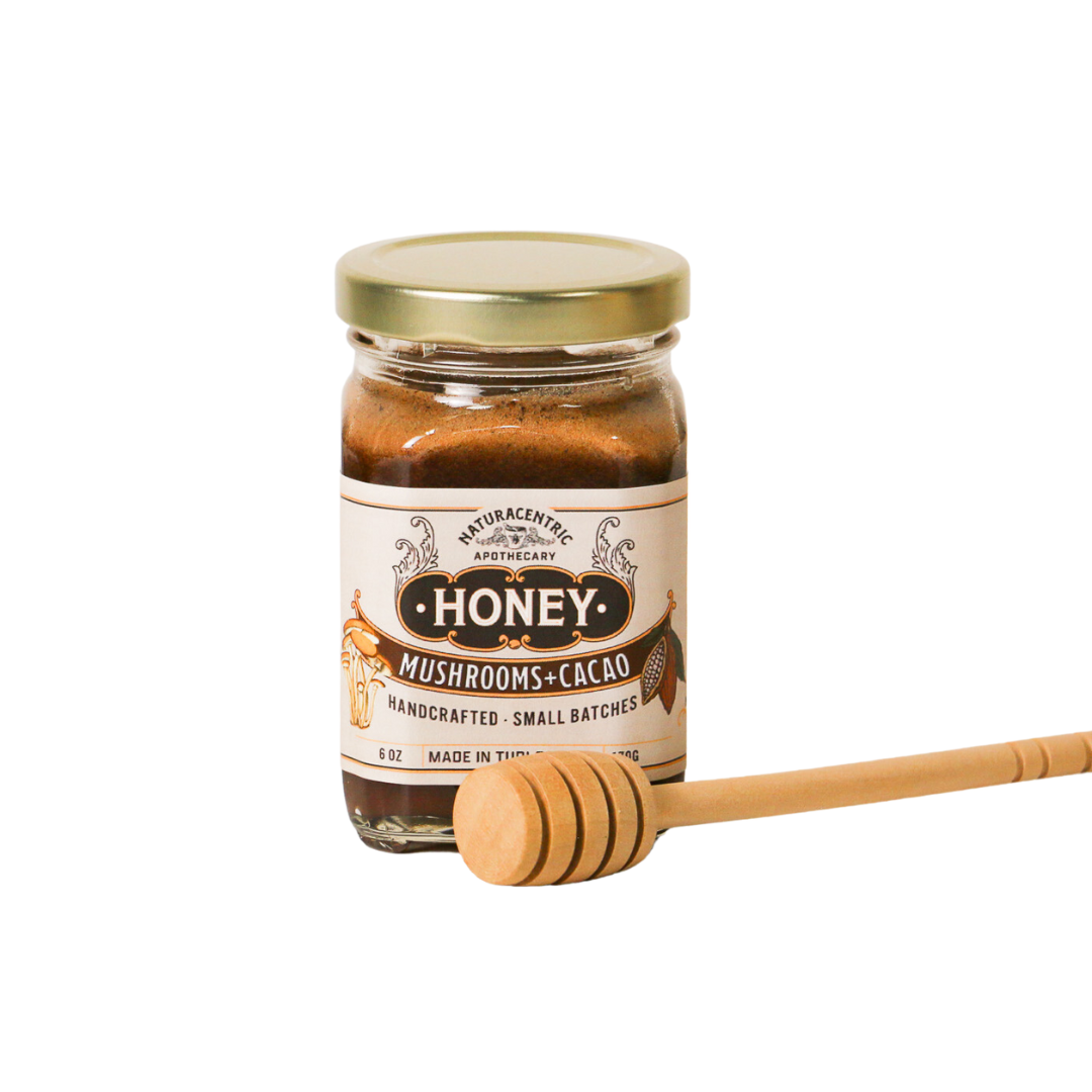 5 Mushroom + Cacao Infused Honey – Immune, Brain & Adaptogenic Support | 6 oz