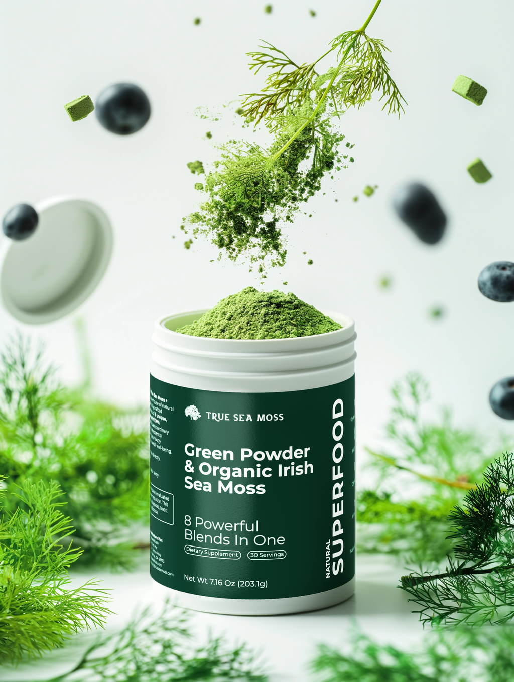 Sea Moss Green Superfood Powder – Organic 8-in-1 Energy & Immunity Blend