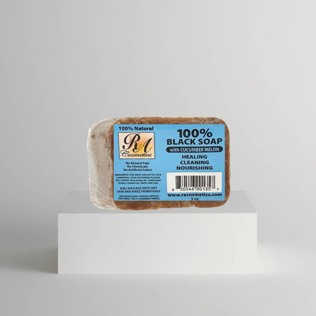 African Black Soap Bar, Cucumber Melon - 5oz