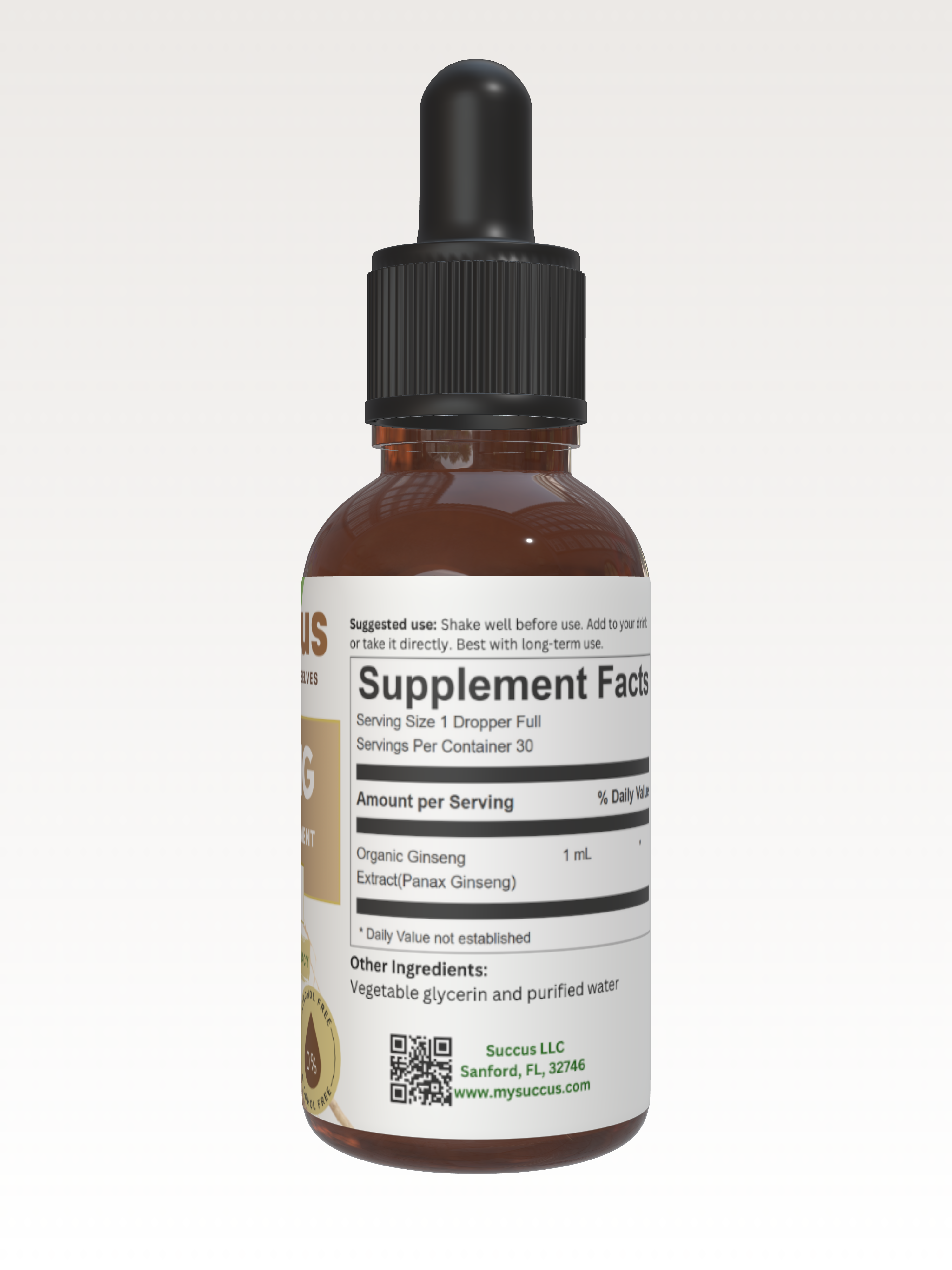 Ginseng Tincture - Supports Energy & Natural Vitality: Alcohol Free / 1 fl oz