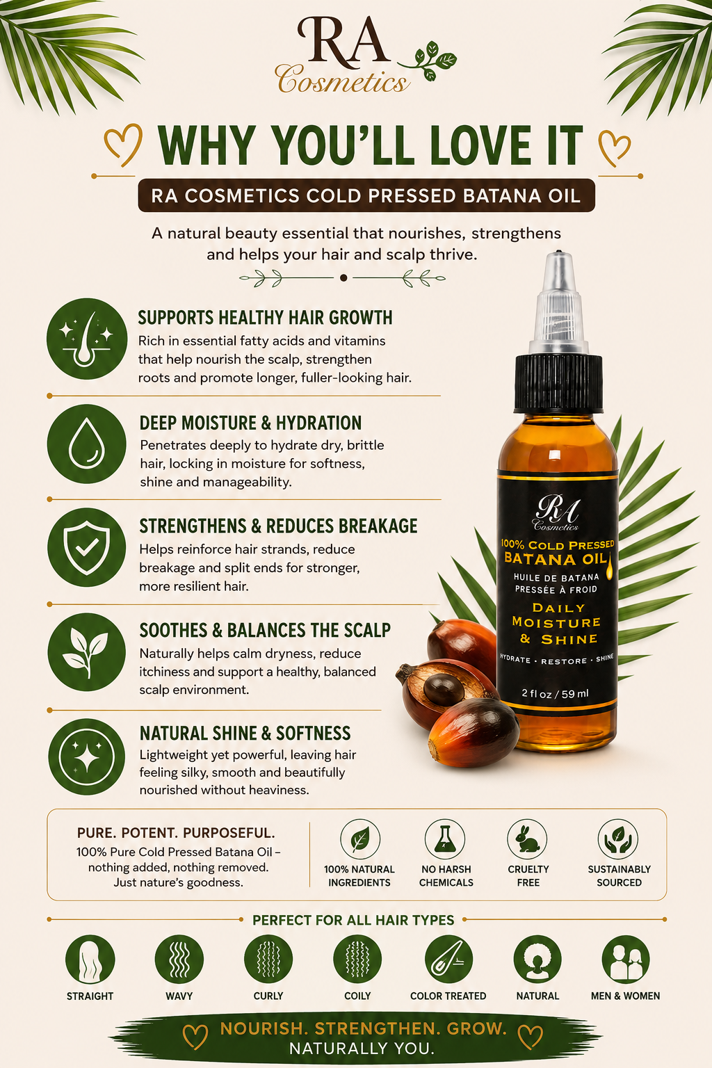 100% Cold-Pressed Batana Oil – 2 oz