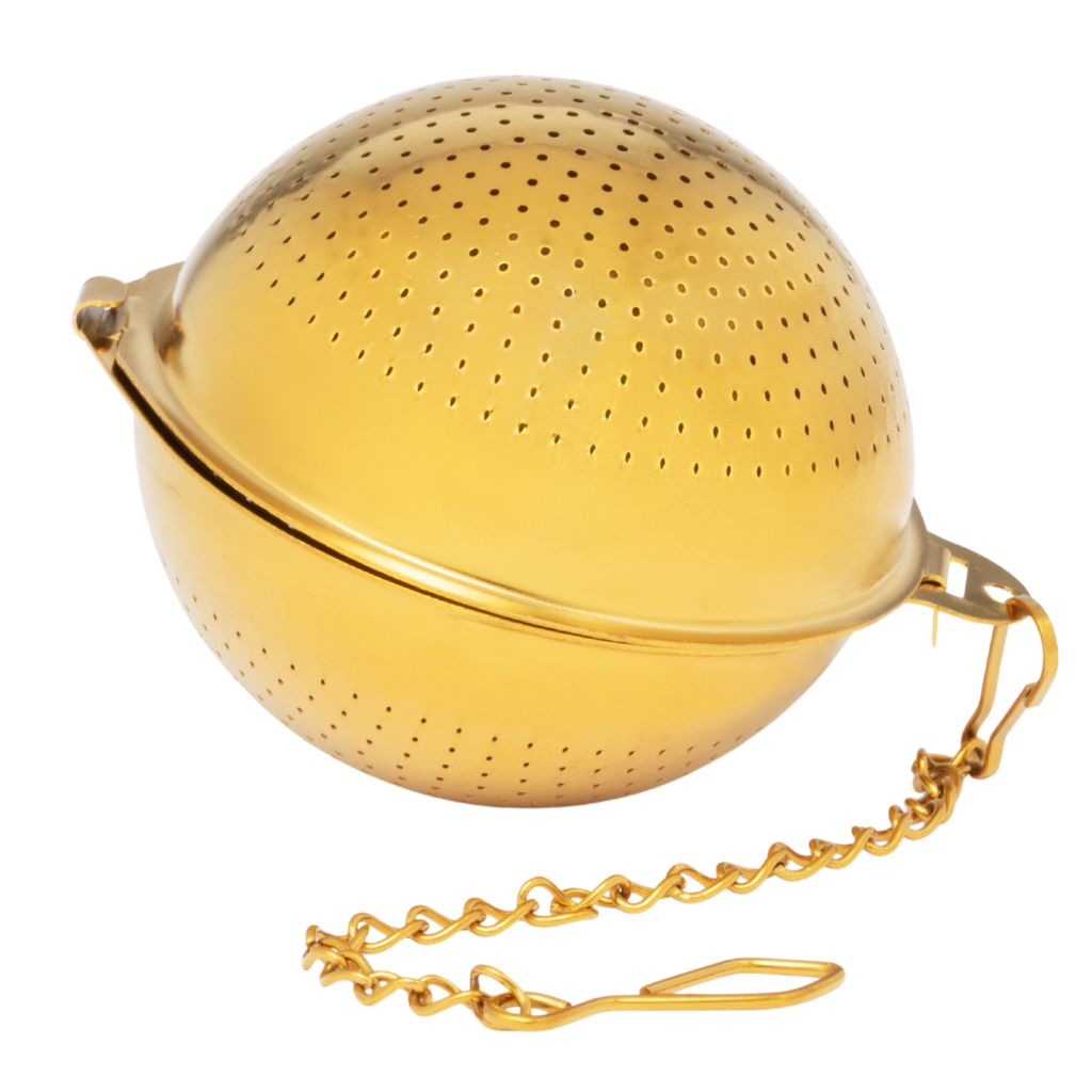Gold Fine Mesh Tea & Herb Infuser Ball – Reusable Loose Leaf Tea Strainer