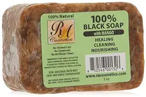 African Black Soap Bar with Mango – Gentle Cleansing & Nourishing (5 oz)