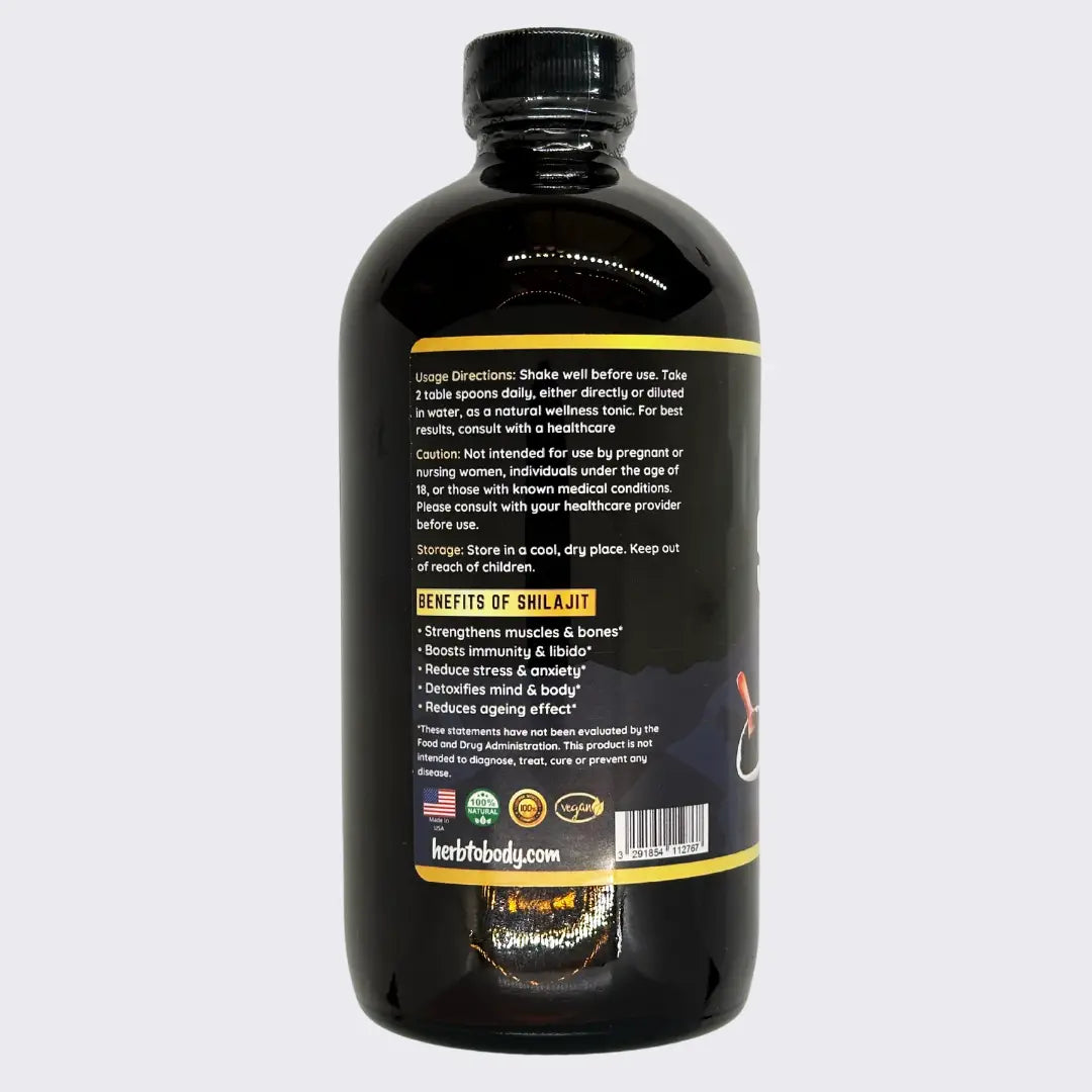 Shilajit Vitality Bitters | Energy, Strength & Mineral-Rich Performance Support (16oz)