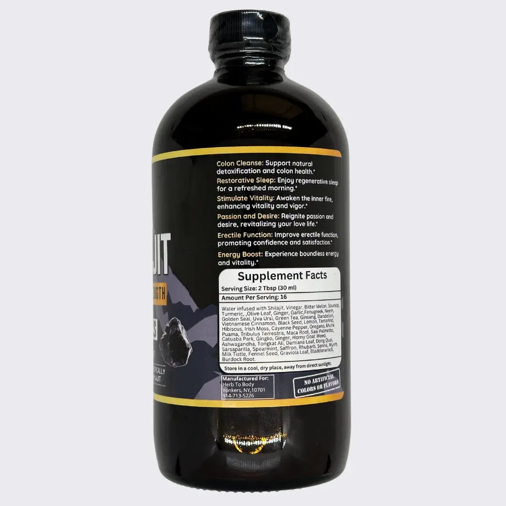 Shilajit Vitality Bitters | Energy, Strength & Mineral-Rich Performance Support (16oz)