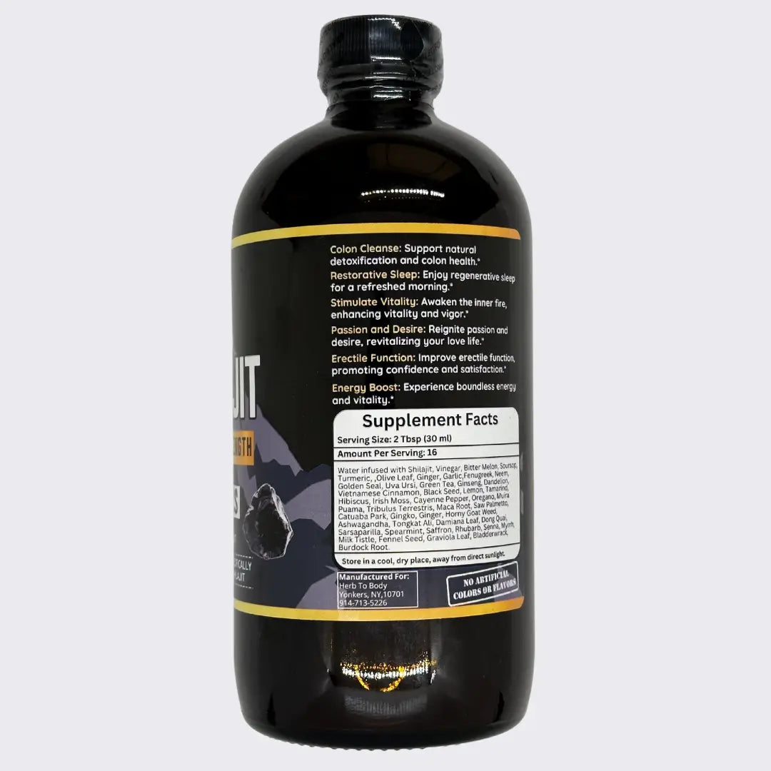Shilajit Vitality Bitters | Energy, Strength & Mineral-Rich Performance Support (16oz)